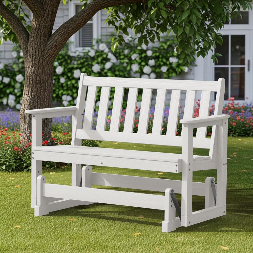 Outdoor Patio HDPE Glider Bench, Garden Rocking Bench
