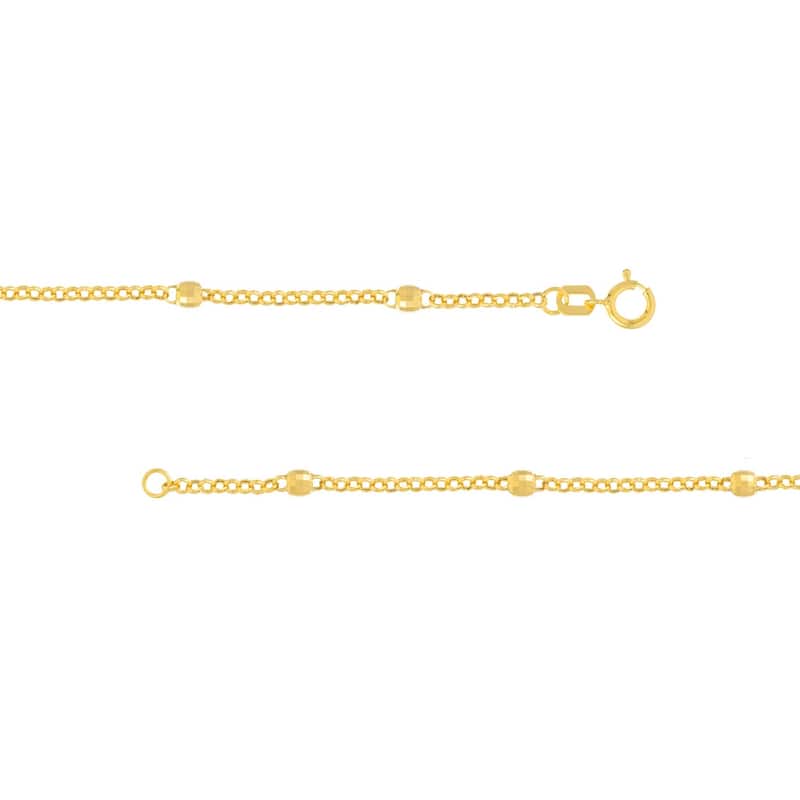 Curata 14k Yellow Gold 3mm Disco Bead Rolo Chain Necklace