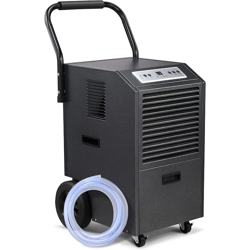 Commercial Dehumidifier for Basement with Drain Hose and Pump - 110 pints - Black