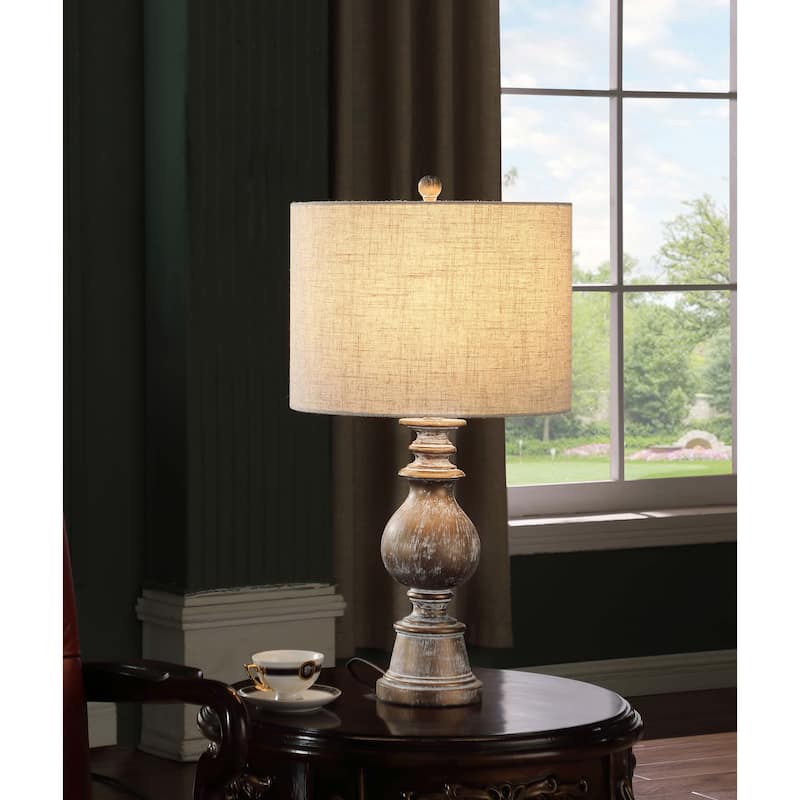Brie 28-inch Drum Shade Gourd Table Lamp Antique Gold