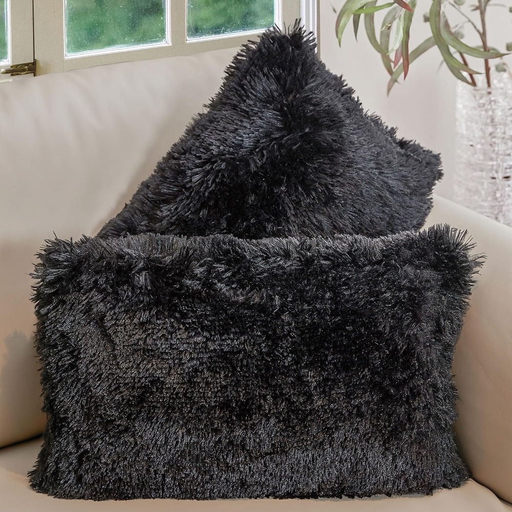 Bellagio Faux Mink Throw Pillow (Set of 2) - Bed Bath & Beyond - 9648207