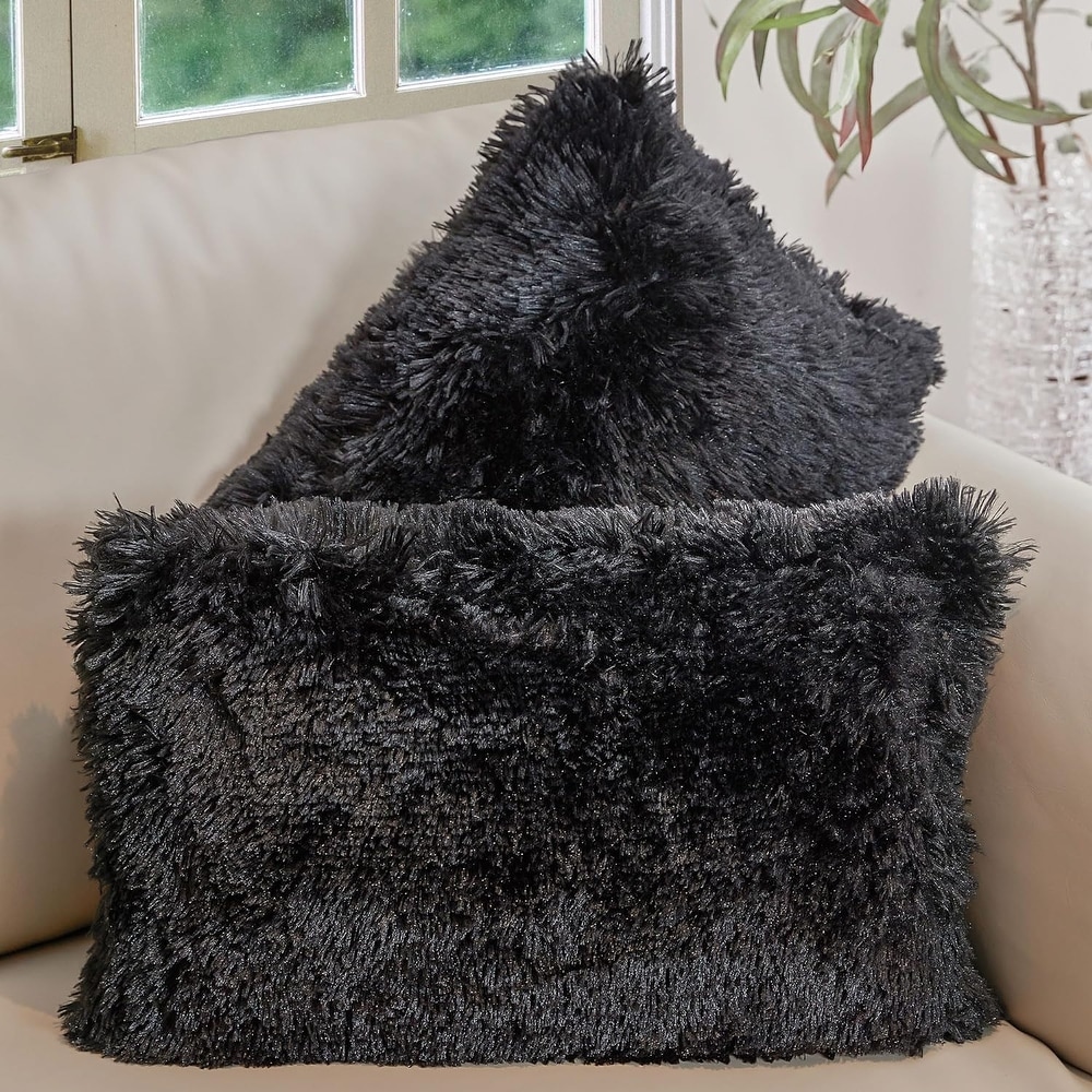 Black Faux Fur Throw Pillows - Bed Bath & Beyond