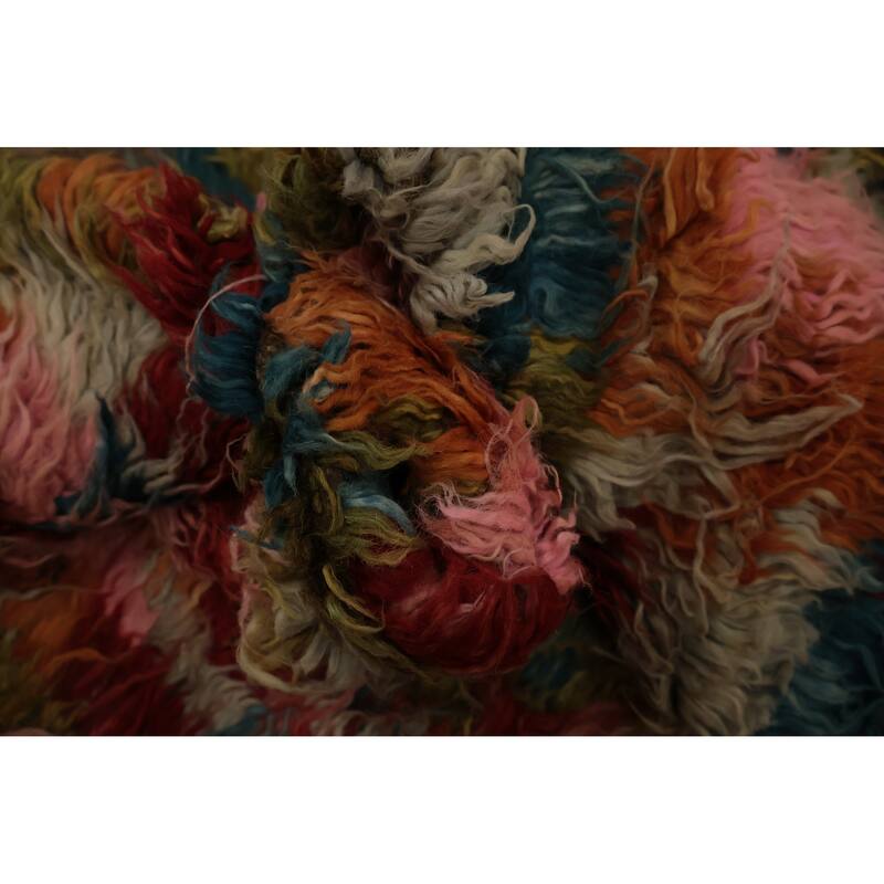 Hand Knotted Oriental 100% Wool Carpet Tribal Checkered Multi-Colored Moroccan Area Rug - 9' 10'' X 8' 1''