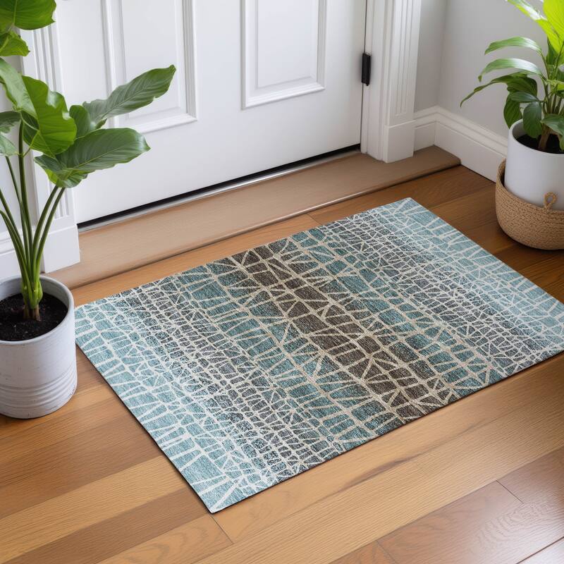 Machine Washable Indoor/ Outdoor Boho Global Chantille Rug