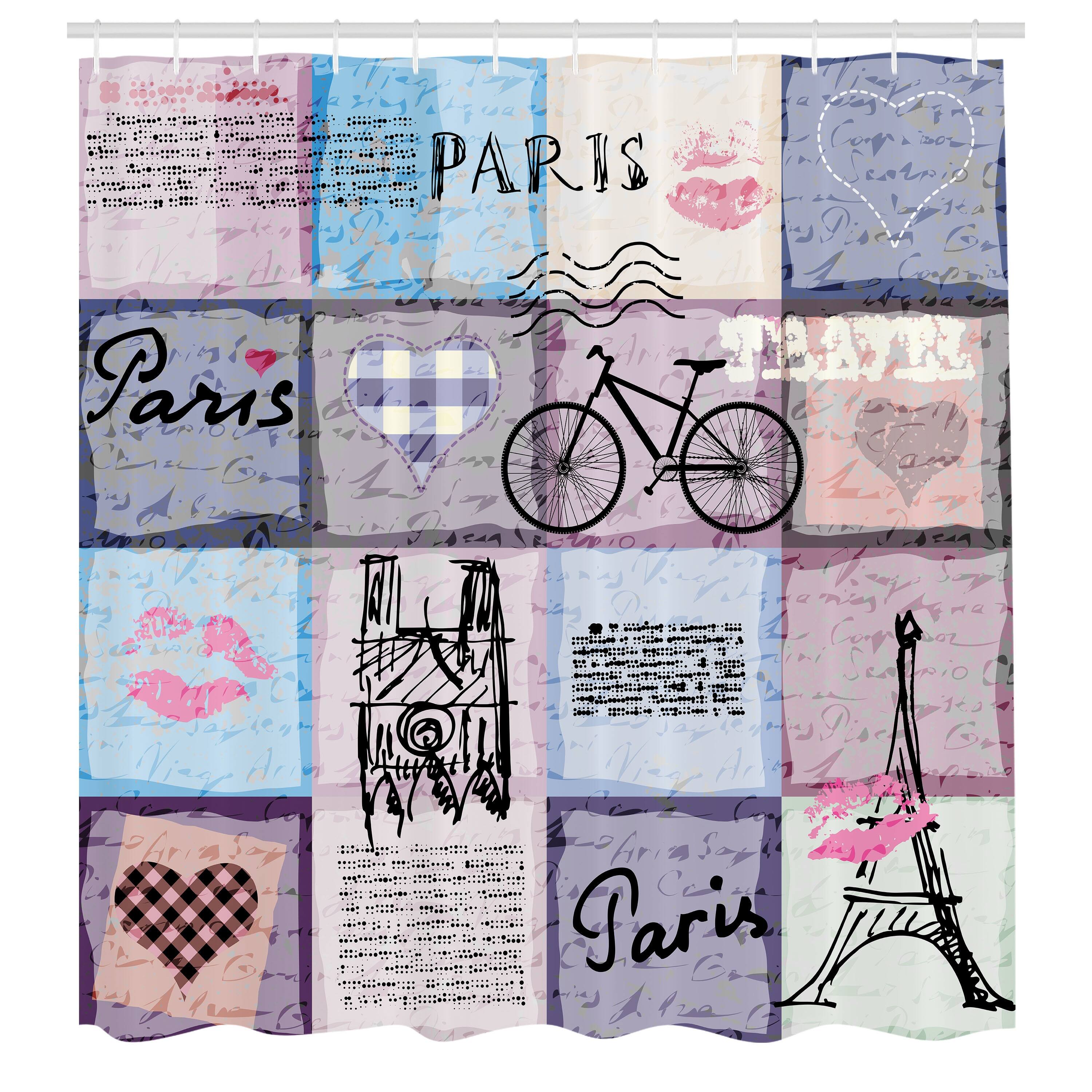 Ambesonne Paris Shower Curtain, Cloth Fabric Bathroom Decor Set with Hooks Bed Bath & Beyond