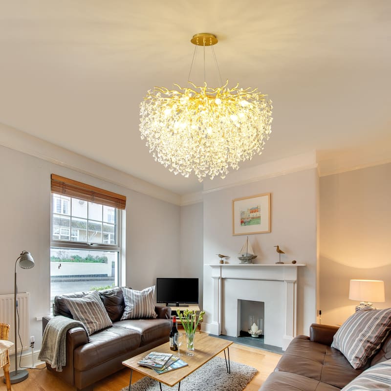 Modern High-End Romantic Golden Branch-Shaped Ceiling Lamp Suitable For Dining Room And Living Room - Gold