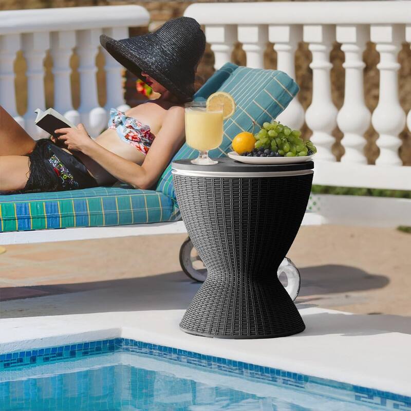 Resin Outdoor Cooler Table Adjustable Ice Cooler Side Table