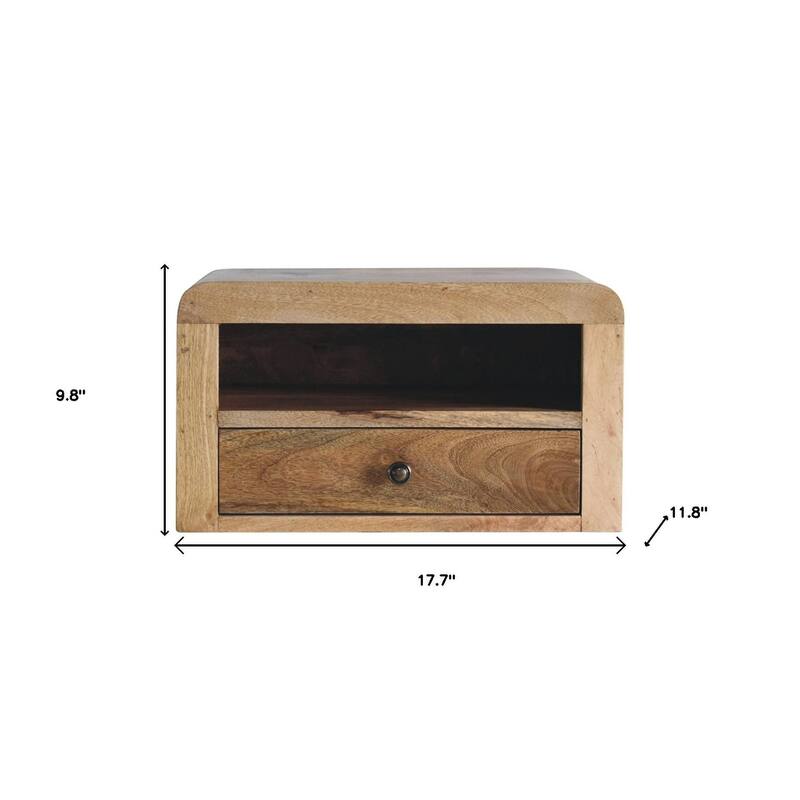 HomeRoots 18" Brown Solid Wood One Drawer Floating Nightstand