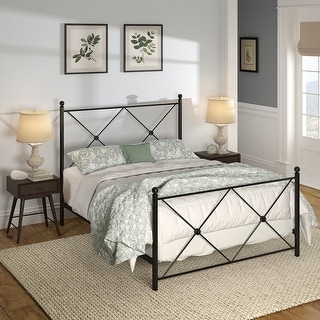 Aniket Queen Size Metal Bed with Nightstands Set by iNSPIRE Q Classic