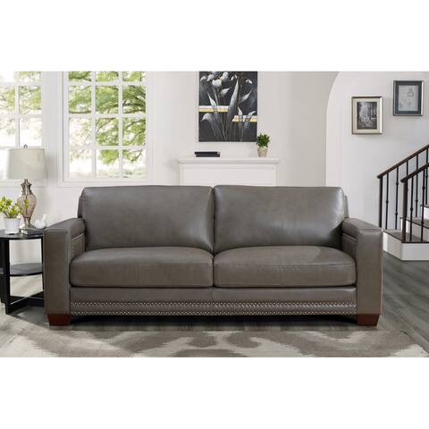 Hydeline Alice Top Grain Leather Sofa With Feather, Memory Foam and Springs