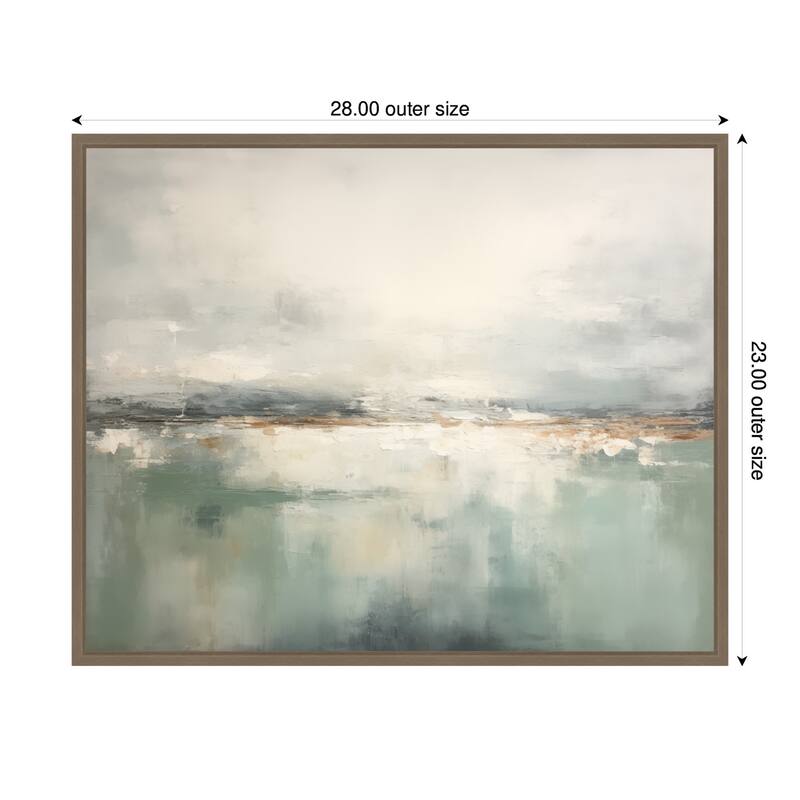 Kate and Laurel Subtle Abstract Gray Green Horizon by The Creative Bunch Studio Framed Canvas Wall Art Print