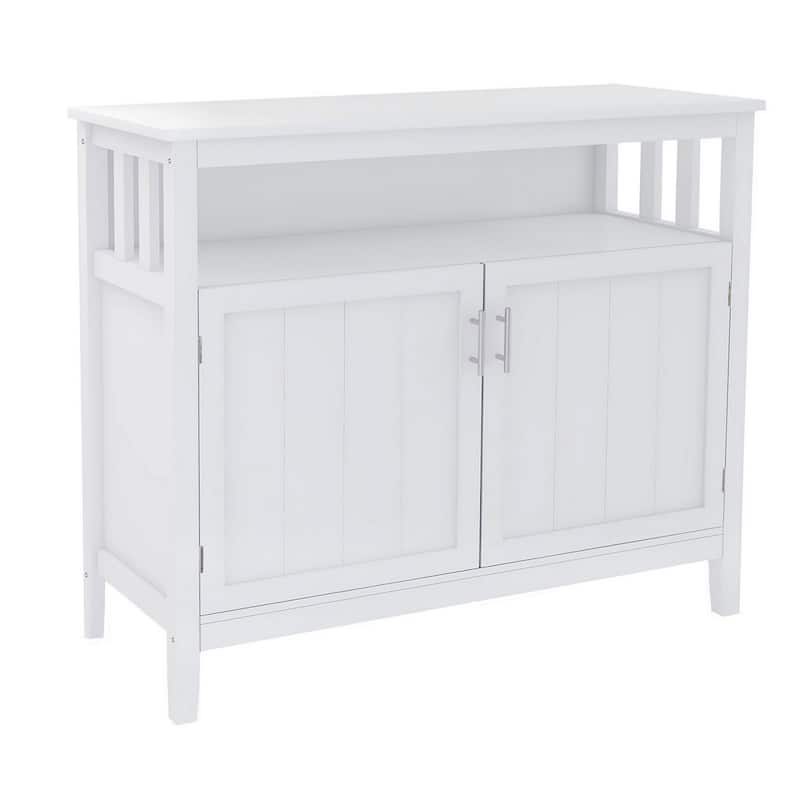 Zoh 40 Inch Double Door Sideboard Cabinet Console with 1 Open Shelf, White