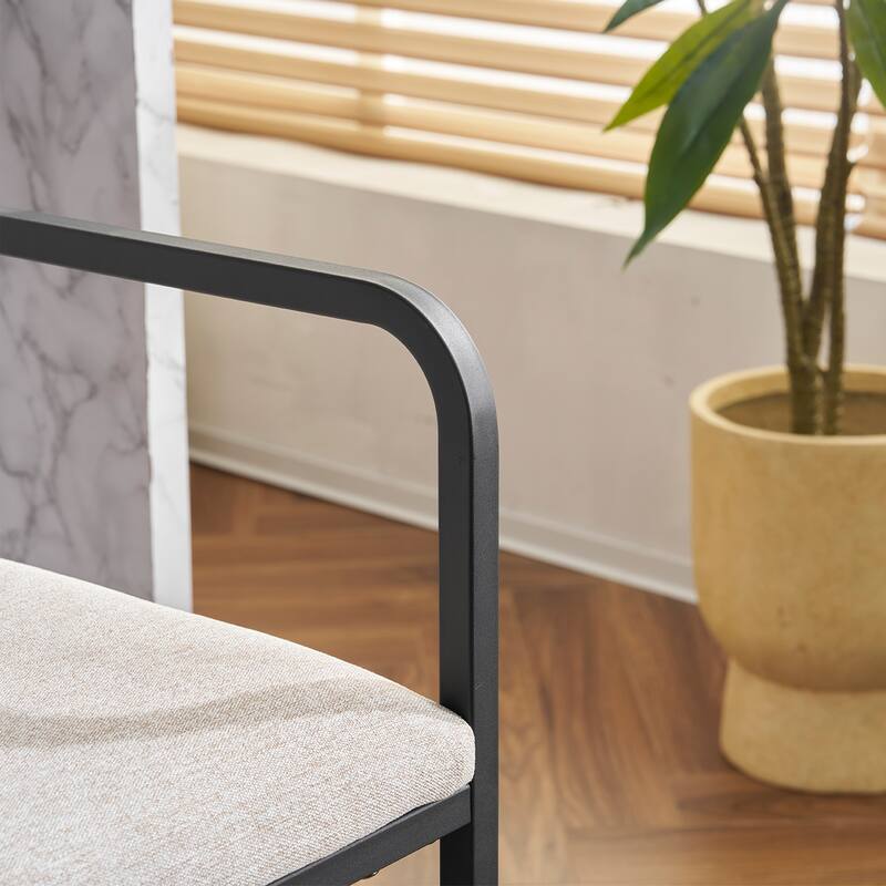 Upholstered Counter Height Bar Stool with Armrests, Metal Frame and Padded Seat, Dining Chair for Kitchen Island, Restaurant