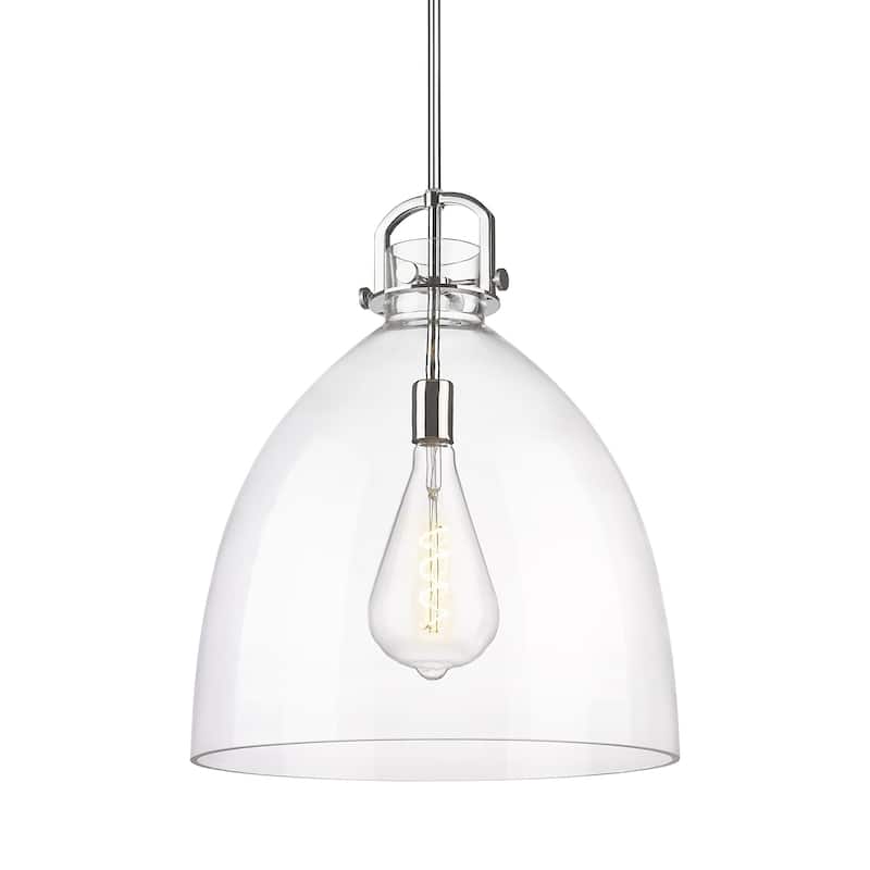 Innovations Lighting 410-1SL-24-18 Newton Bell Pendant Newton Bell 18" - Polished Nickel / Clear