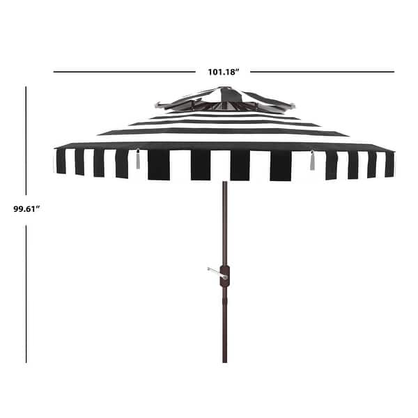 SAFAVIEH Outdoor Living Elsa Fashion Line 9Ft Double Top Umbrella, Base ...