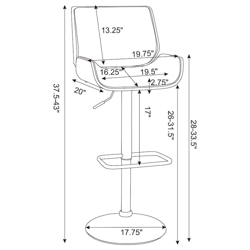 Folsom Adjustable Height Pedestal Base Bar Stool