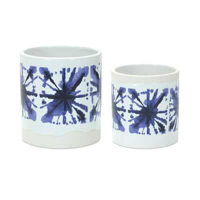 Abstract Tie Dye Ceramic Potted Planters - 6" - Set of 2