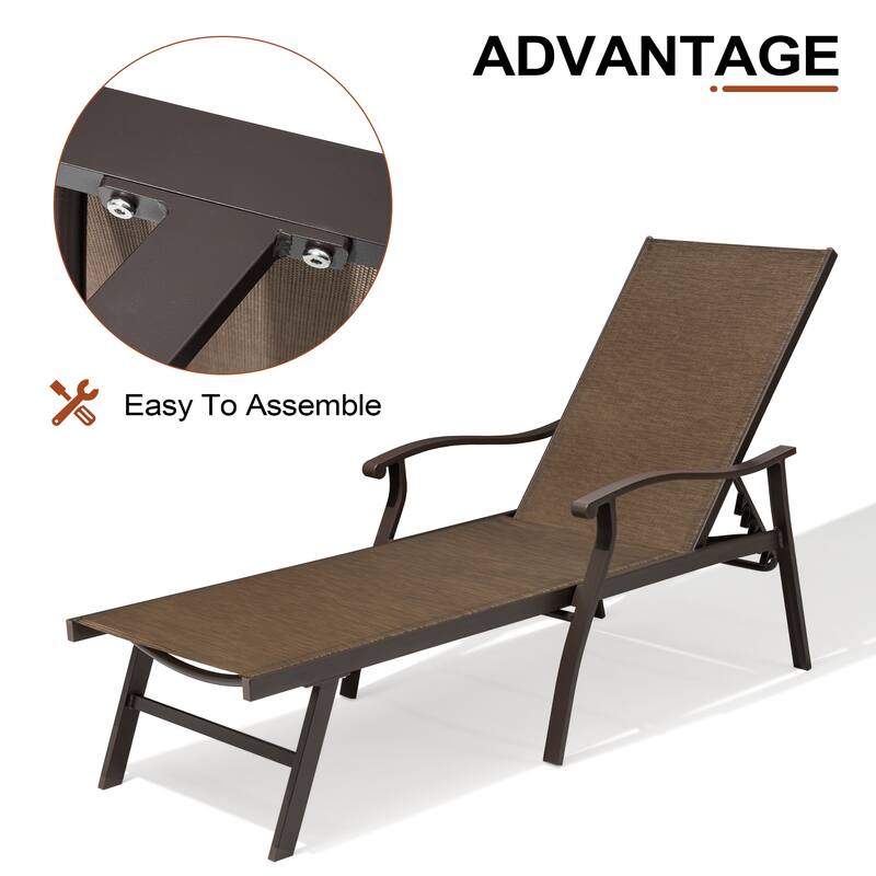 Pool Sunlounger Chaise Lounge Set with 2-piece Lounge Chairs and Side Table - See Picture