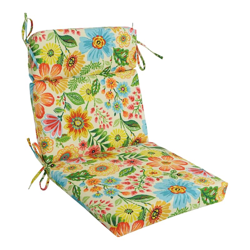 22-inch by 45-inch Three-section Outdoor Seat/Back Chair Cushion - Gregoire Chamomile