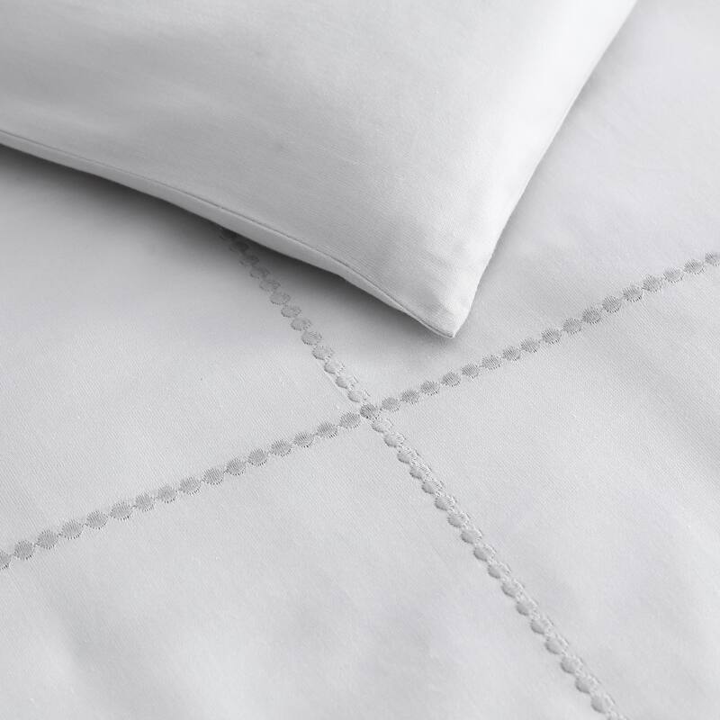 Vera Wang Simple Dot 100% Cotton Grey Duvet Cover & Sham Set