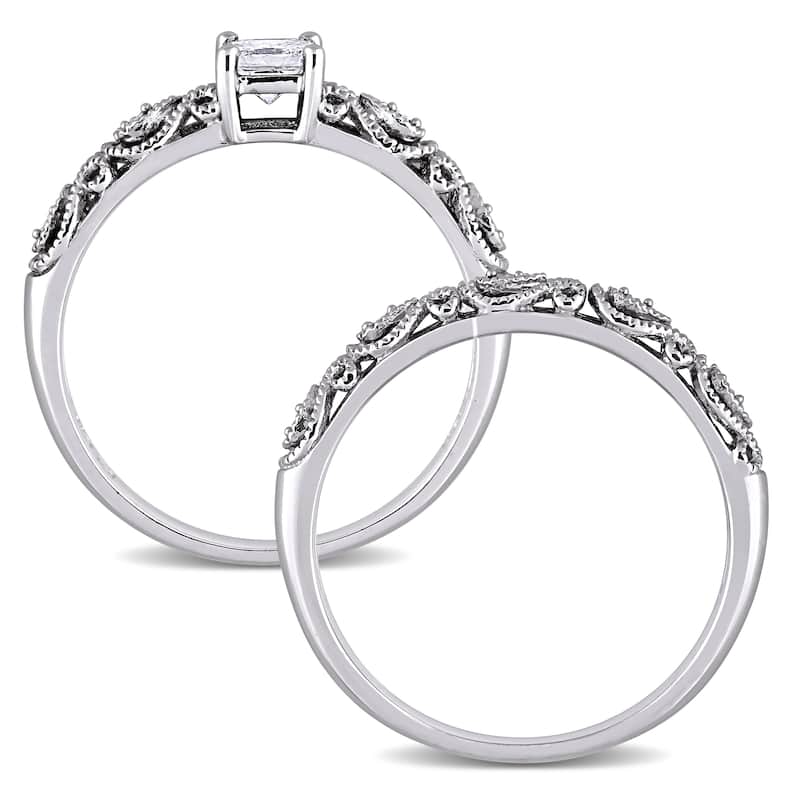 Miadora Signature Collection 10k White Gold 1/3ct TDW Diamond Vintage Bridal Set
