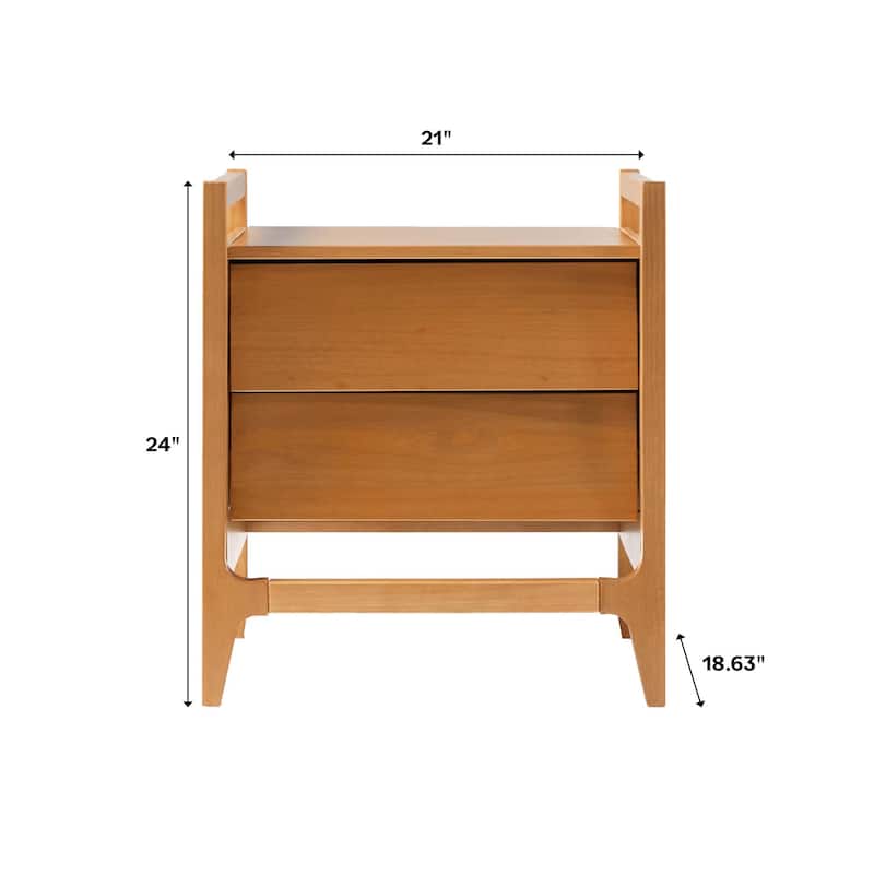 Middlebrook Designs Mid-Century Modern Solid Wood Nightstand (Set of 2)
