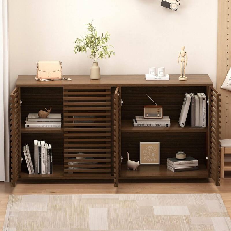Modern 60" Large Storage Cabinet for Living Room or Bedroom with Hollow Door Design