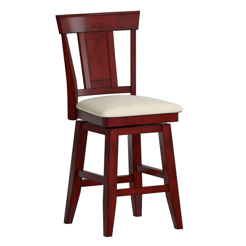 Eleanor Panel Back Wood Swivel Chair by iNSPIRE Q Classic - Counter Height - Antique Berry Red
