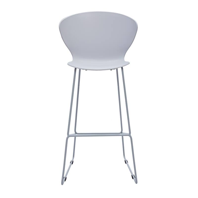 HomeRoots Set of Two 30" Gray Heavy Duty Plastic and Metal Low Back Bar Height Bar Chairs
