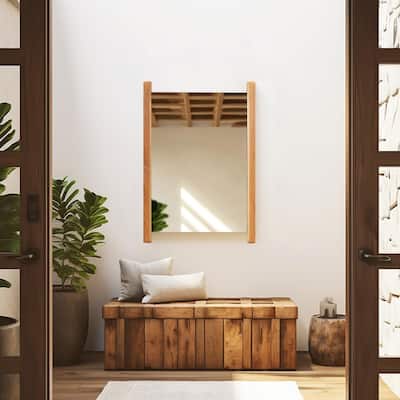 Allan Andrews Natural Wood Side Framed Rectangular Vanity Mirror - 22"H x 16"W