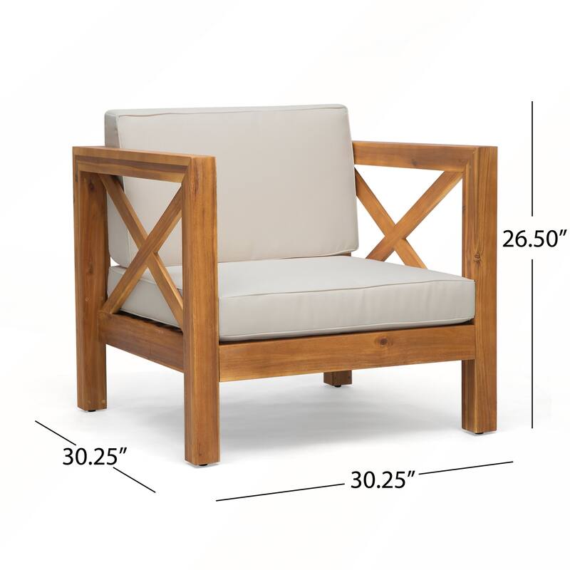 Mid Century Modern Acacia Wood Patio Club Chair
