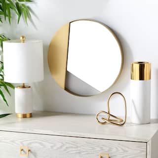 SAFAVIEH Brielle 16-inch Round Brushed Brass Mirror - 16" W x 1.5" D x 16" H - 16Wx2Dx16H