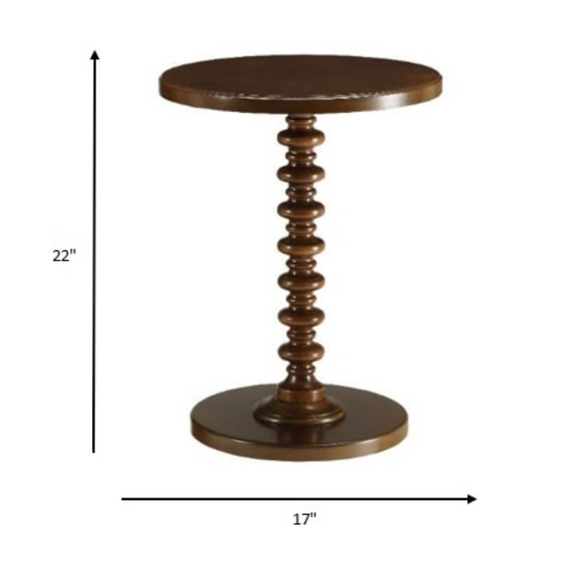 22" Wooden Accent End Table Round Top with Pedestal Base Ideal for Living Room or Bedroom - 17"L x 17"W x 22"H