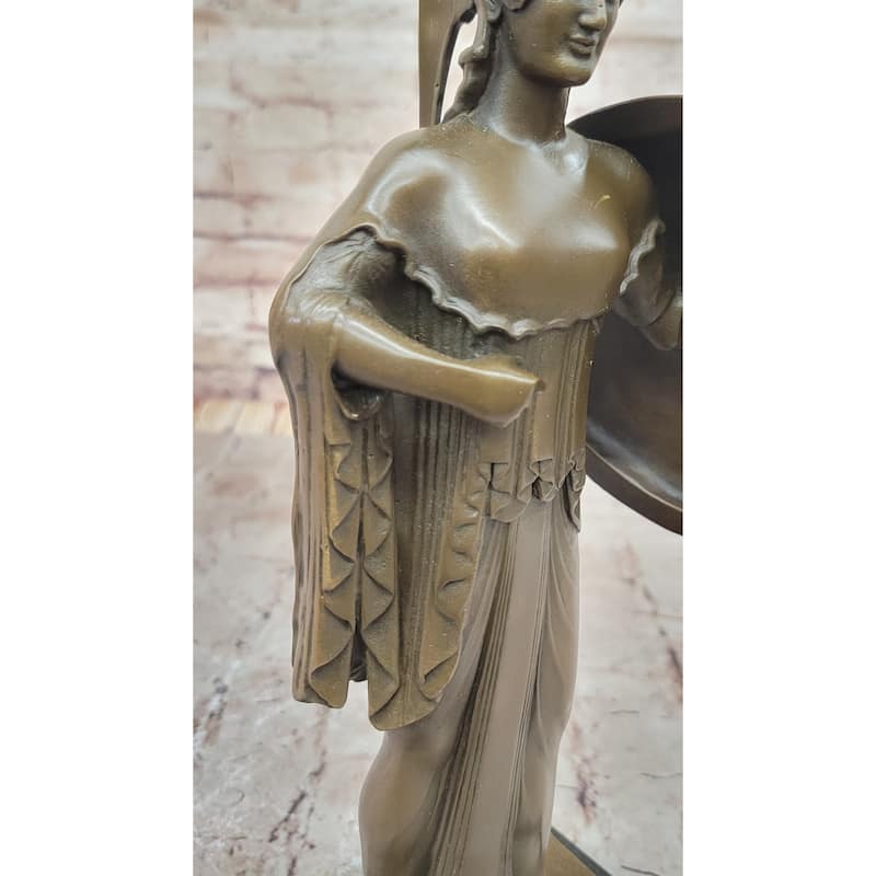 Bronze Sculpture Of Athena With Shield And Helmet By Milo
