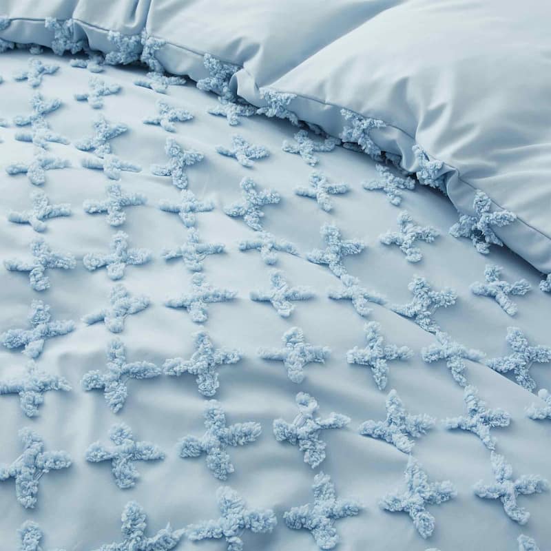 3 Piece Tufted Clipped Jacquard Geometric Oversized Duvet Cover Set
