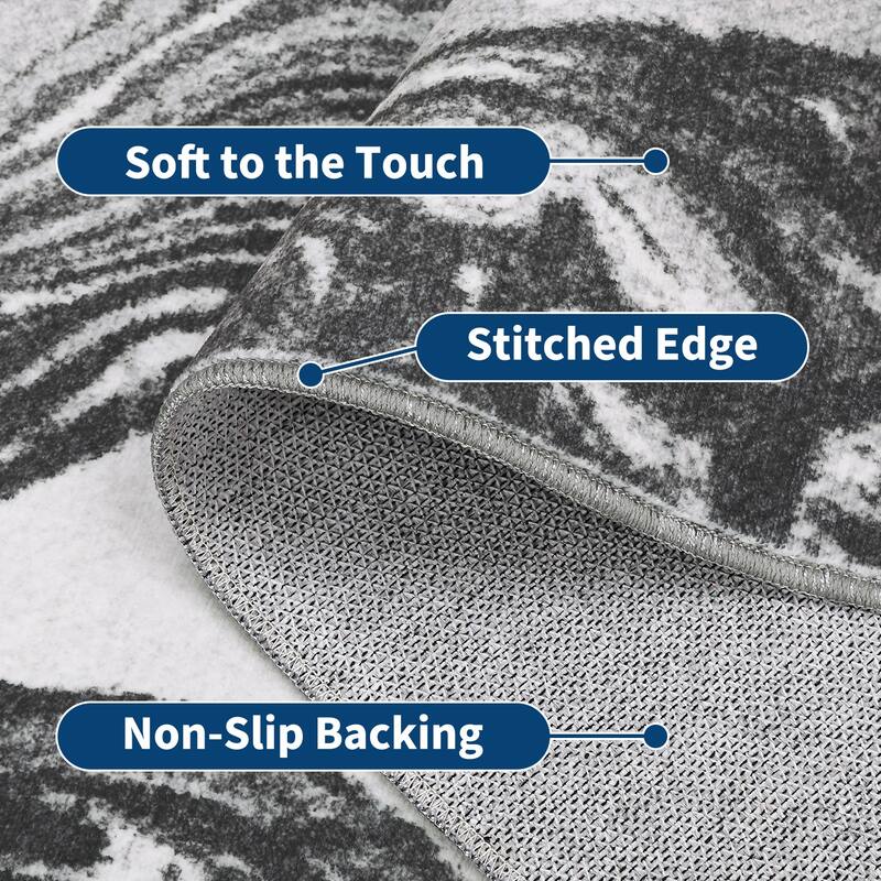 Washable Area Rugs for Living Room, Soft Modern Abstract Rug Non Slip Low Profile Carpets for Bedroom Dining Room