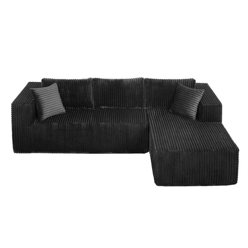 105-in L Casual Black( Corduroy)-Left Chaise Sectional