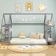 preview thumbnail 5 of 18, Twin Size Montessori Floor House Bed with Detachable Storage Shelves and Clothes Hanging Rack