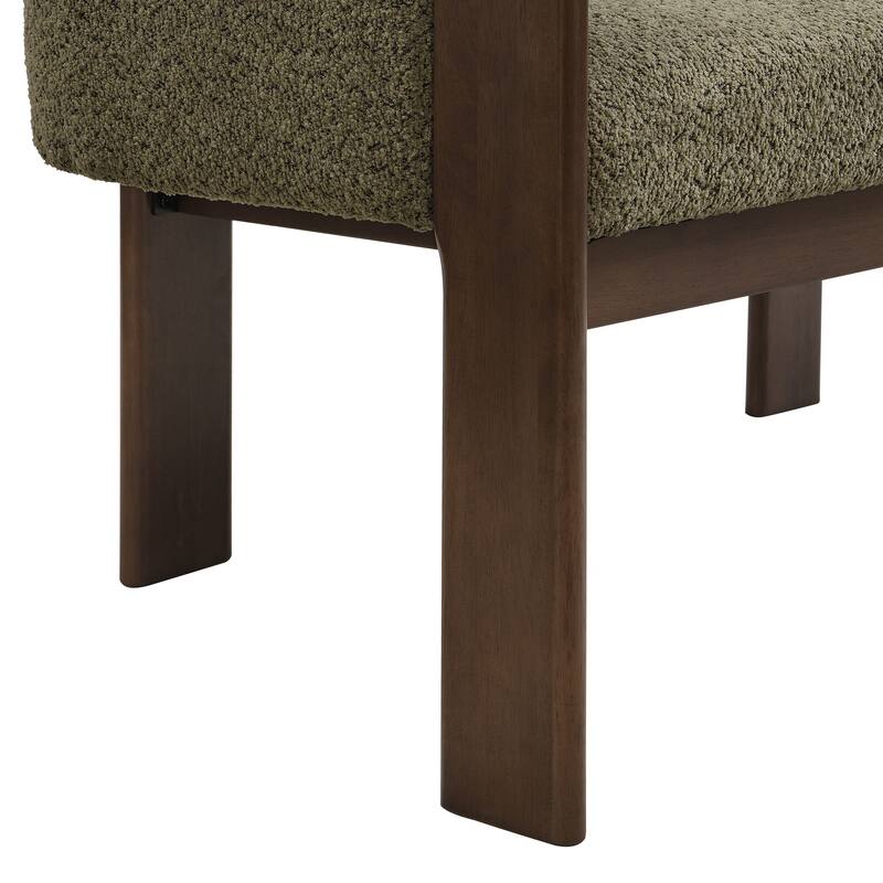 Simple Loveseat Green Walnut Sofa Couch with Track Armrests, 2-Seater Settee Sofa Couch with Wood Legs