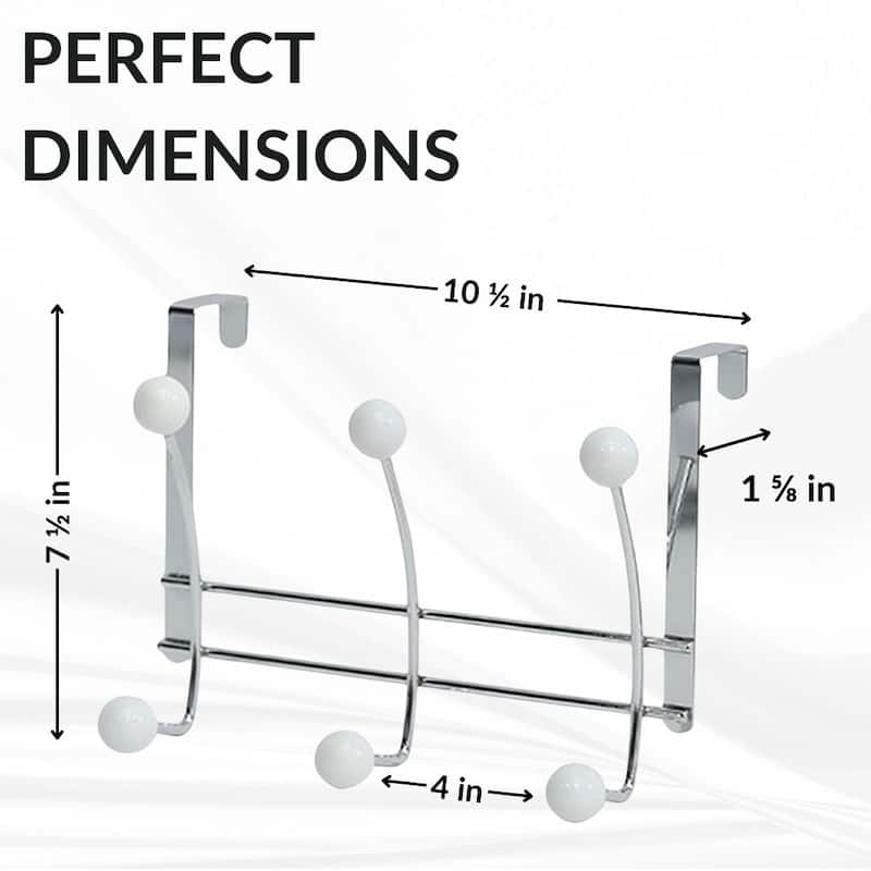 Over The Door Hook Rack with 6 Ball Ends - 10.5 L x 4 D x 7.5 H