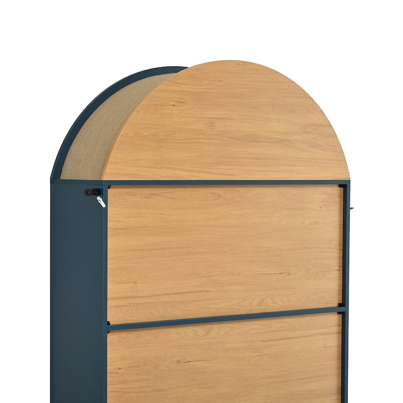 Set of 2 Farmhouse Tall Bookshelves with Arched Top, 5-Tier Open Storage Display Cabinet for Living Room