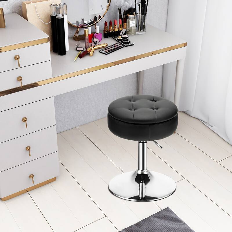 Costway Set of 4 Adjustable Vanity Stool Swivel Storage Makeup Chair - See Details