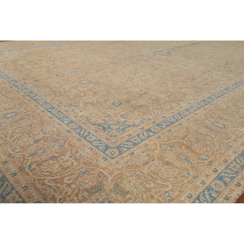 Traditional Mashad Persian Vintage Area Rug Handmade Wool Carpet - 9'7"x 13'3"
