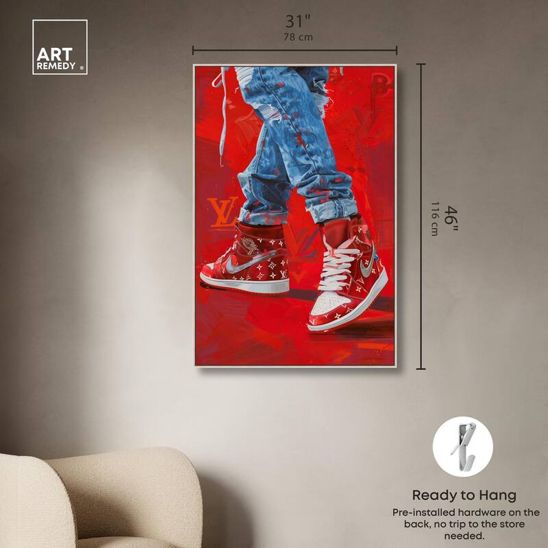 Bold Red Glam Sneakers Canvas by Art Remedy