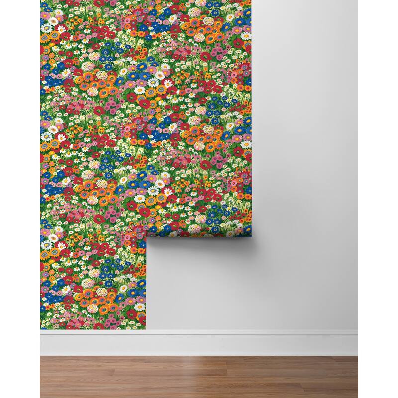 NextWall Floral Meadow Peel and Stick Wallpaper