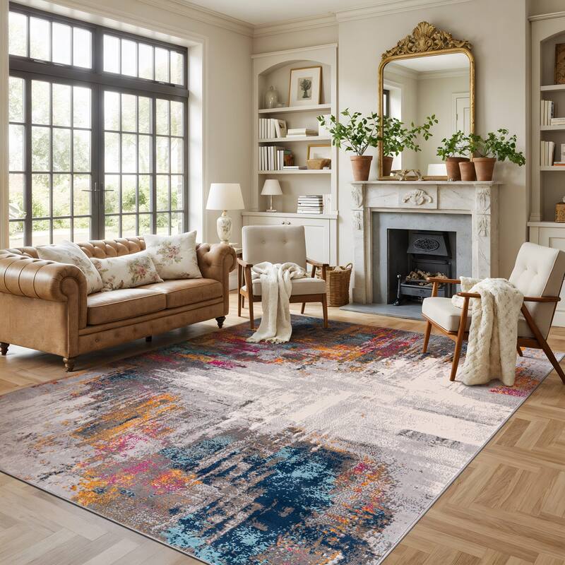 World Rug Gallery Bari Contemporary Abstract Art Area Rug