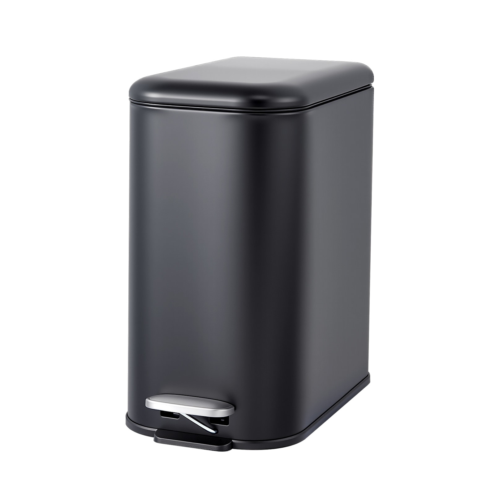 Slim Bathroom Trash Can, 1.3 Gal / 3.2 Gal Step Garbage Can, Small Metal Wastebasket