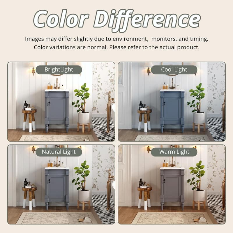 18-Inch Modern Bathroom Vanity with Sink