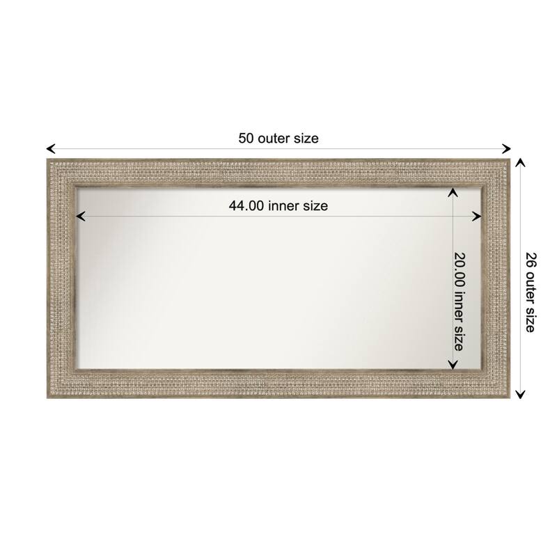 Trellis Silver Framed Non-Beveled Custom Wall Mirror, Bathroom Vanity Mirror - Outer Size: 50 x 26