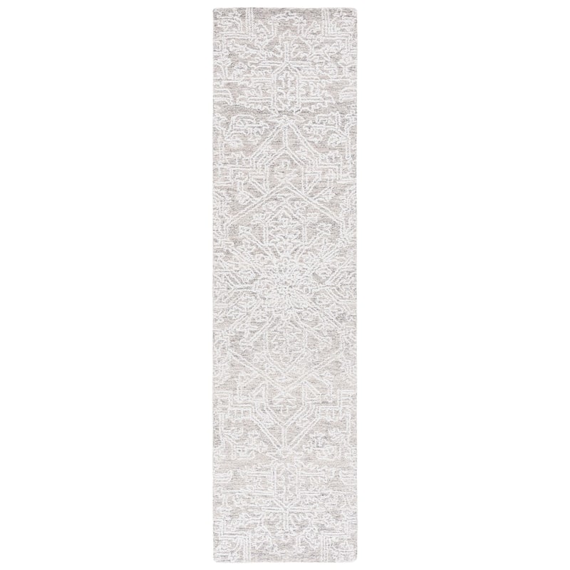 SAFAVIEH Handmade Ebony Fanita Modern Rug - 2'3" x 9' Runner - Ivory/Silver